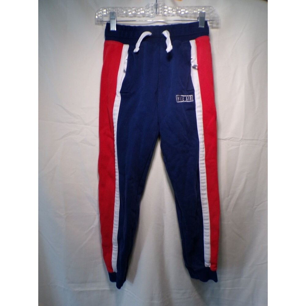 Nike Boys Air Fleece Jogger Pants M Navy Red White Side Stripe